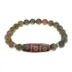 Браслет с 9-глазой бусиной Дзи и нат.камнем Унакит BSDS8-28-20