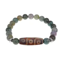 Браслет с 9-глазой бусиной Дзи и нат.камнем Яшма BSDS8-28-25