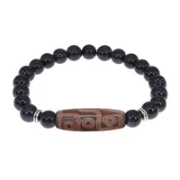 Браслет с 9-глазой бусиной Дзи и синтетическим камнем Синий авантюрин BSDS8-29-02