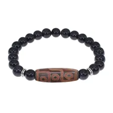 Браслет с 9-глазой бусиной Дзи и синтетическим камнем Синий авантюрин BSDS8-29-02