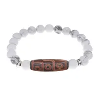 Браслет с 9-глазой бусиной Дзи и нат.камнем Кахолонг BSDS8-29-07