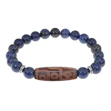 Браслет с 9-глазой бусиной Дзи и нат.камнем Лазурит BSDS8-29-10