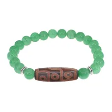 Браслет с 9-глазой бусиной Дзи и нат.камнем Нефрит BSDS8-29-13