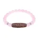 Браслет с 9-глазой бусиной Дзи и нат.камнем Розовый кварц BSDS8-29-15