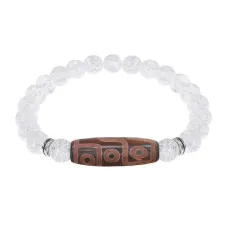 Браслет с 9-глазой бусиной Дзи и синт.камнем Сахарный кварц BSDS8-29-16