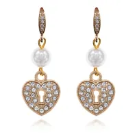 Серьги с подвеской Сердце Замок, Майорка 8мм SEC-09-02