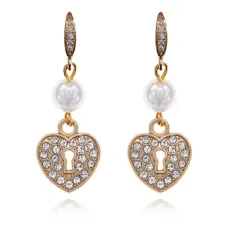 Серьги с подвеской Сердце Замок, Майорка 8мм SEC-09-02