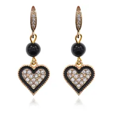 Серьги с подвеской Сердце, нат.камень Черный агат 6мм SEC-09-05