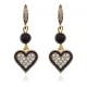 Серьги с подвеской Сердце, нат.камень Черный агат 6мм SEC-09-05