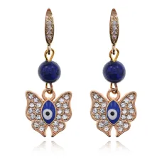 Серьги с подвеской Бабочка, нат.камень Лазурит 6мм SEC-09-06