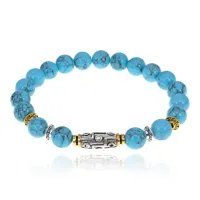 Браслет с 9-глазой бусиной Дзи, нат.камень Бирюза 8мм BSH-11-05