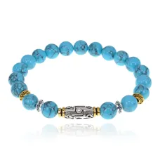 Браслет с 9-глазой бусиной Дзи, нат.камень Бирюза 8мм BSH-11-05