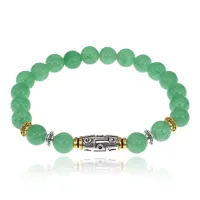Браслет с 9-глазой бусиной Дзи, нат.камень Нефрит 8мм BSH-11-13