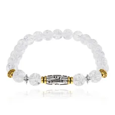 Браслет с 9-глазой бусиной Дзи, нат.камень Сахарный кварц 8мм BSH-11-16