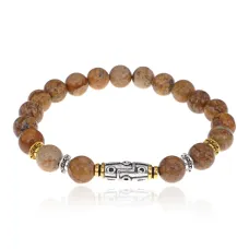 Браслет с 9-глазой бусиной Дзи, нат.камень Песочная яшма 8мм BSH-11-30