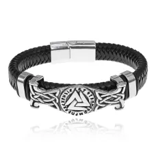 Кожаный браслет Валькнут, 21см BS870