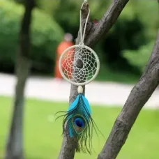 Подвеска Ловец снов Павлинье перо, 30х7,5см LS037