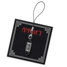 Подвеска для телефона с руной Турисаз, черный агат POD-01-09