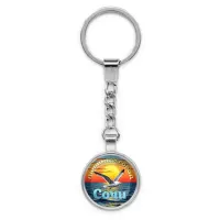 Круглый брелок, цвет серебро, с цепочкой, Любимый город C0101022