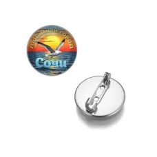 Круглый значок, цвет серебро, Любимый город C0101023