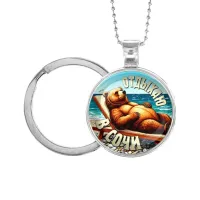 Кулон-брелок, цвет серебро, с цепочкой и кольцом, Отдыхаю в Сочи C0104054