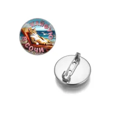 Круглый значок, цвет серебро, Кайфую в Сочи C0105023