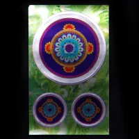 Буддийские наклейки 1шт. х4,3см, 2шт. х2см, серебристые BUD004-17