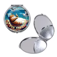 Круглое складное зеркало, цвет серебро, В Сочи хорошо C0108016