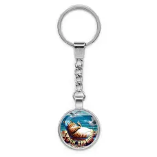 Круглый брелок, цвет серебро, с цепочкой, В Сочи хорошо C0108022