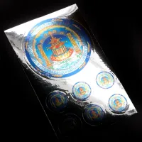 Буддийские наклейки 1шт. х 6,7 см, 6 шт. х 2 см, серебристые BUD004-05