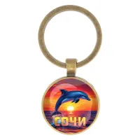 Круглый брелок, цвет бронза, Дельфин C0114017
