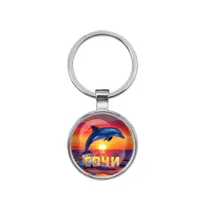 Круглый брелок, цвет серебро, Дельфин C0114021