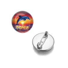 Круглый значок, цвет серебро, Дельфин C0114023