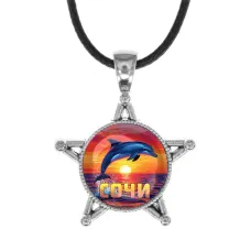 Кулон, нержавеющая сталь, со шнурком, Дельфин C0114062