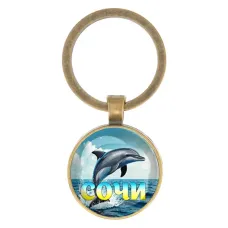 Круглый брелок, цвет бронза, Дельфин C0115017