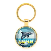 Круглый брелок, цвет золото, Дельфин C0115019