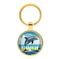 Круглый брелок, цвет золото, Дельфин C0115019