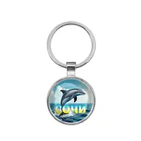 Круглый брелок, цвет серебро, Дельфин C0115021