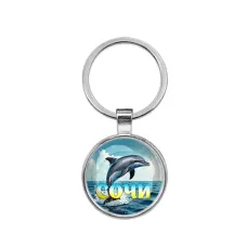 Круглый брелок, цвет серебро, Дельфин C0115021
