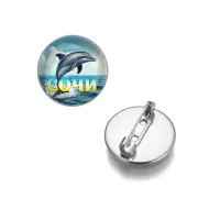 Круглый значок, цвет серебро, Дельфин C0115023