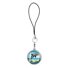 Подвеска для телефона, цвет серебро, со шнурком, Дельфин C0115060