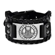 Кожаный браслет Молот Тора, цвет черный BS855-11-S