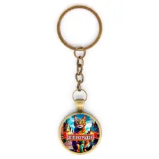 Круглый брелок, цвет бронза, с цепочкой, Зеленоградск C0201018