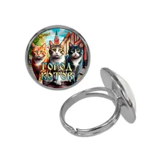 Кольцо металлическое, цвет серебро, Город котов C0202015