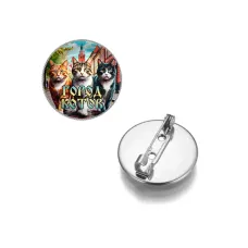 Круглый значок, цвет серебро, Город котов C0202023