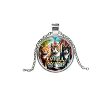 Кулон, цвет серебро, с цепочкой, Город котов C0202026