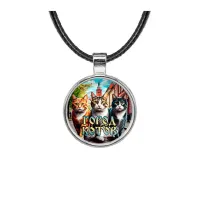 Кулон, цвет серебро, со шнурком, Город котов C0202027