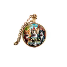 Кулон, цвет бронза, с цепочкой, Город котов C0202028