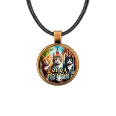 Кулон, цвет бронза, со шнурком, Город котов C0202029