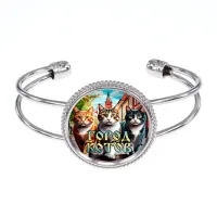 Браслет металлический, цвет серебро, Город котов C0202034